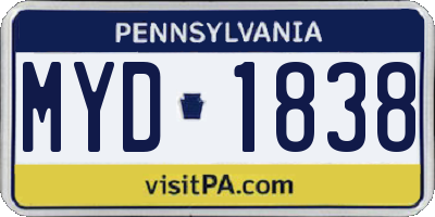 PA license plate MYD1838