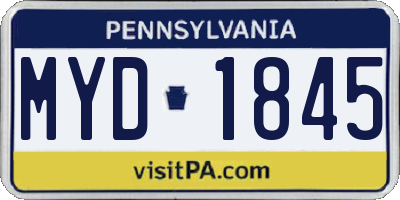 PA license plate MYD1845