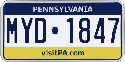 PA license plate MYD1847