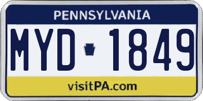 PA license plate MYD1849