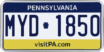 PA license plate MYD1850