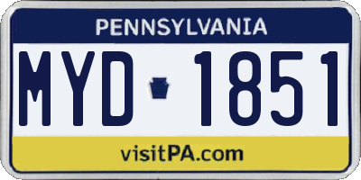 PA license plate MYD1851