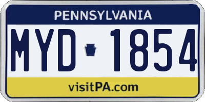 PA license plate MYD1854