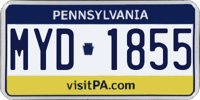 PA license plate MYD1855