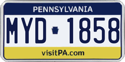 PA license plate MYD1858