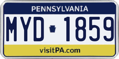 PA license plate MYD1859