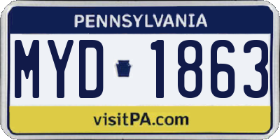 PA license plate MYD1863