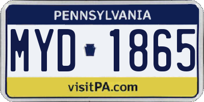PA license plate MYD1865