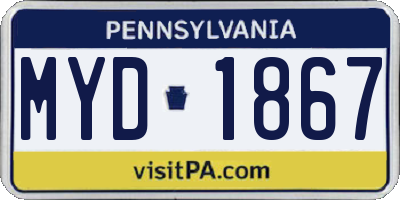 PA license plate MYD1867