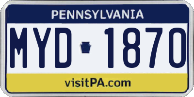 PA license plate MYD1870