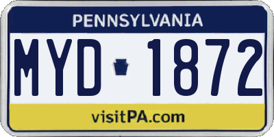 PA license plate MYD1872