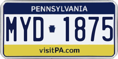 PA license plate MYD1875