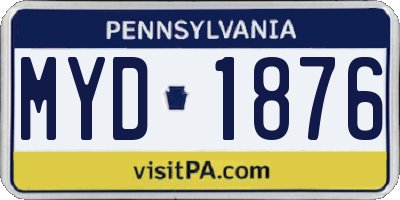 PA license plate MYD1876