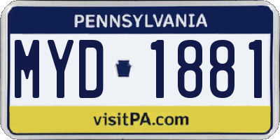 PA license plate MYD1881