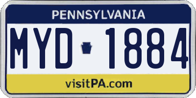 PA license plate MYD1884