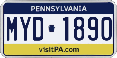 PA license plate MYD1890