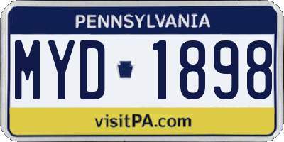 PA license plate MYD1898
