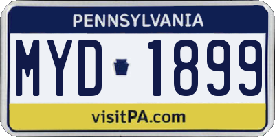 PA license plate MYD1899