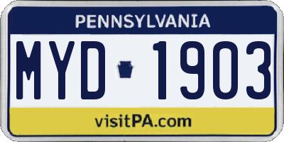 PA license plate MYD1903