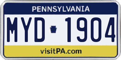 PA license plate MYD1904
