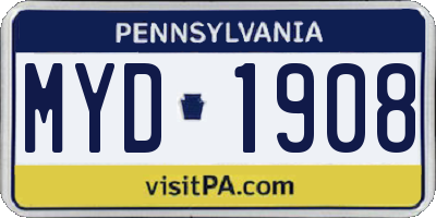PA license plate MYD1908