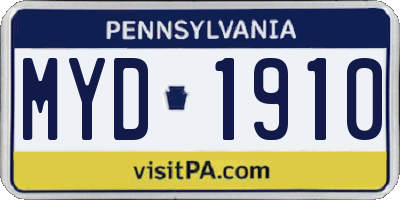 PA license plate MYD1910