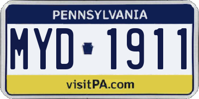 PA license plate MYD1911