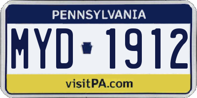 PA license plate MYD1912