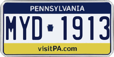 PA license plate MYD1913
