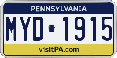 PA license plate MYD1915