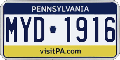 PA license plate MYD1916