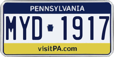 PA license plate MYD1917