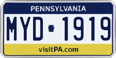 PA license plate MYD1919