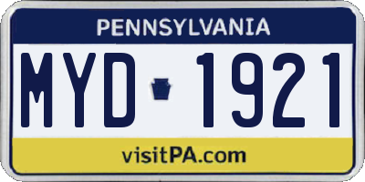 PA license plate MYD1921