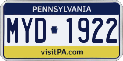PA license plate MYD1922