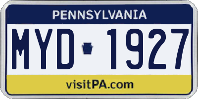 PA license plate MYD1927