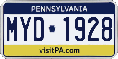 PA license plate MYD1928