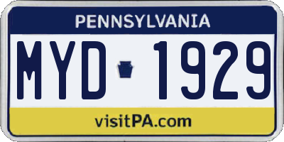PA license plate MYD1929