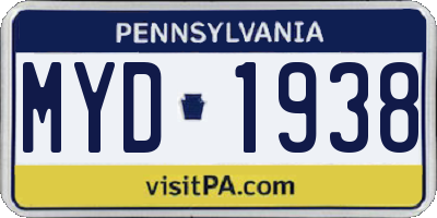 PA license plate MYD1938