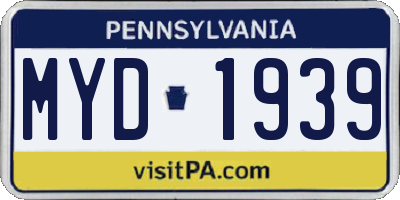 PA license plate MYD1939