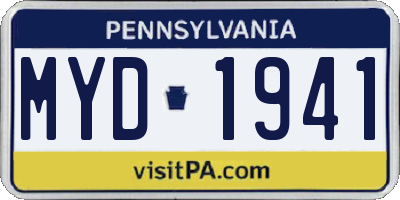 PA license plate MYD1941