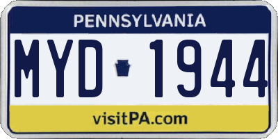 PA license plate MYD1944