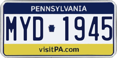 PA license plate MYD1945