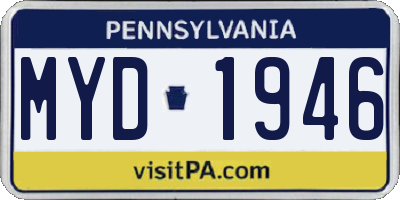 PA license plate MYD1946
