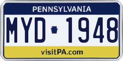PA license plate MYD1948