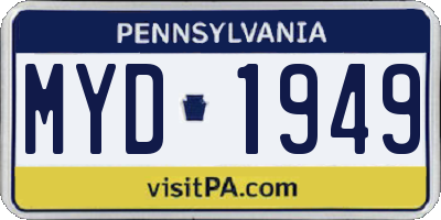 PA license plate MYD1949