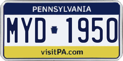 PA license plate MYD1950