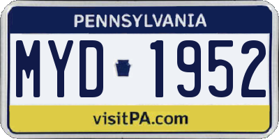 PA license plate MYD1952