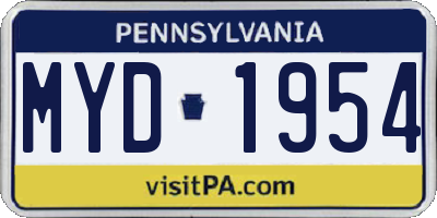 PA license plate MYD1954