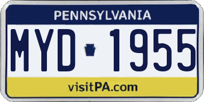 PA license plate MYD1955